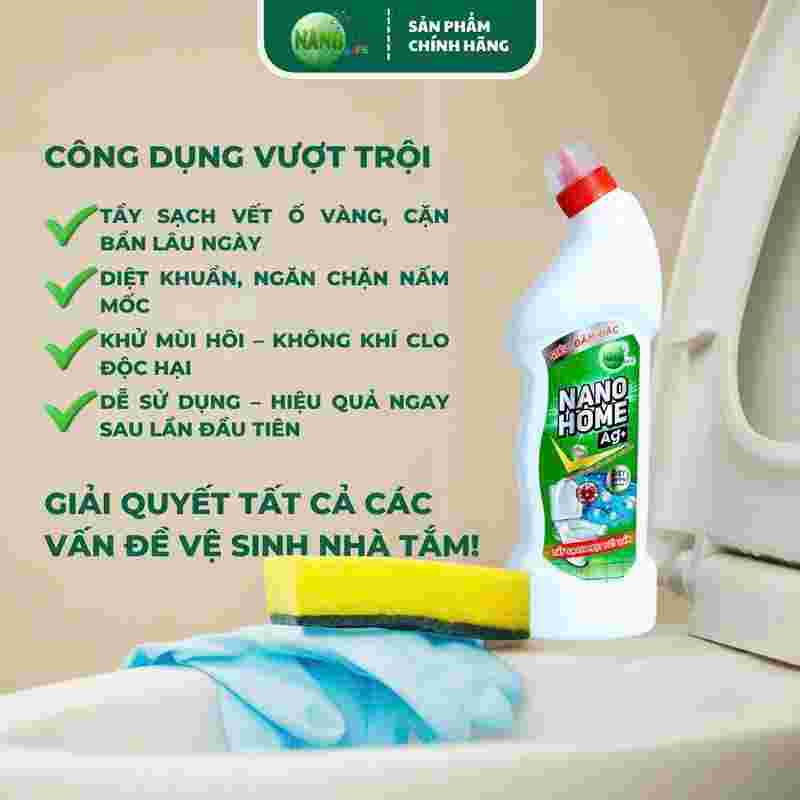 Nước tẩy bồn cầu Nanohome Ag+ 1 Lít